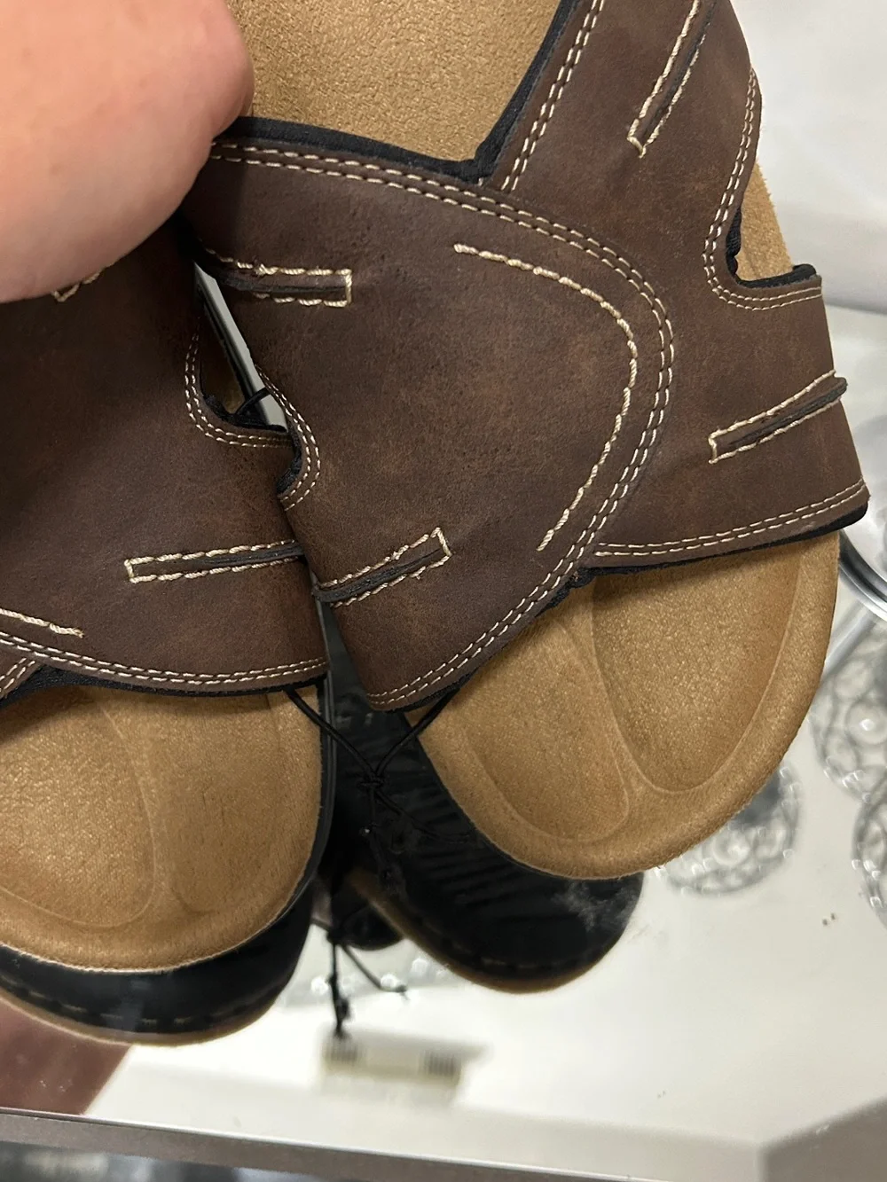 George Men’s Brown Comfort Slide Sandals Size 9 NWT Cushioned Casual Shoes